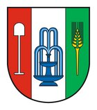 Coat of arms Deutsch Goritz Coat of arms of Deutsch Goritz in the Thermen- & Vulkanland with a tripartite shield. On the left a red background with a white tool, in the middle a white background with a blue, two-tiered fountain, on the right a green background with a yellow ear of corn. The style is clear and graphic, ideal for displaying community properties.
