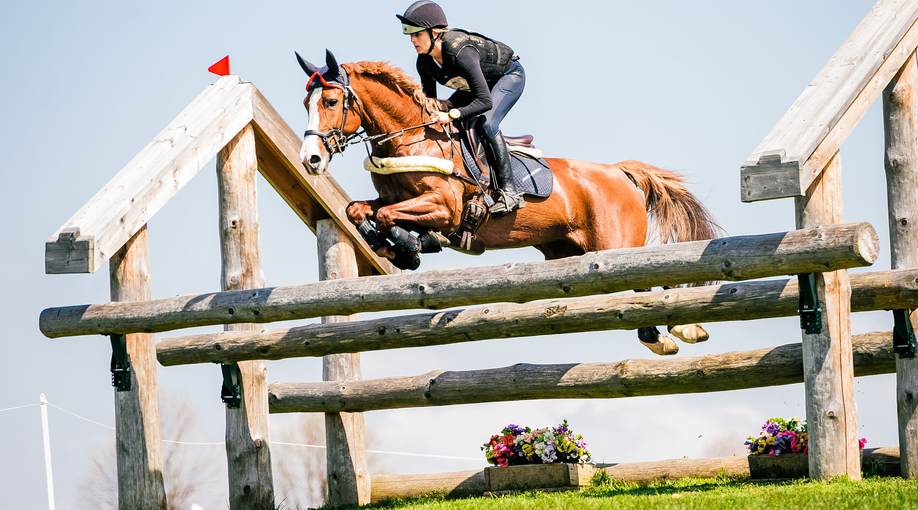Lisa Held springt mit Pferd über Hindernis in Kornberg