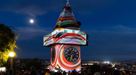 Klanglicht am Uhrturm Graz – visuelles Highlight am Schlossberg | © Region Graz | Harry Schiffer