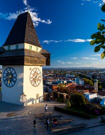 Wahrzeichen der GenussHauptstadt: der Uhrturm | Harry Schiffer | © Graz Tourismus