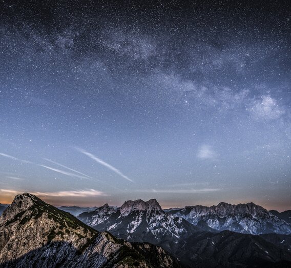 Sternenhimmel über dem Gesäuse | © Nationalpark Gesäuse | Andreas Hollinger | Bild-Nutzung nur in Zusammenhang mit dem Nationalpark Gesäuse möglich.