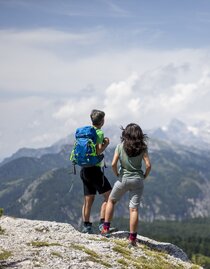 Blick auf den Dachsteingletscher: Wanderroute "Vom Gletscher zum Wein"
