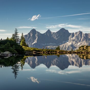 Auf der Reiteralm am Spiegelsee mit Blick auf Dachstein
