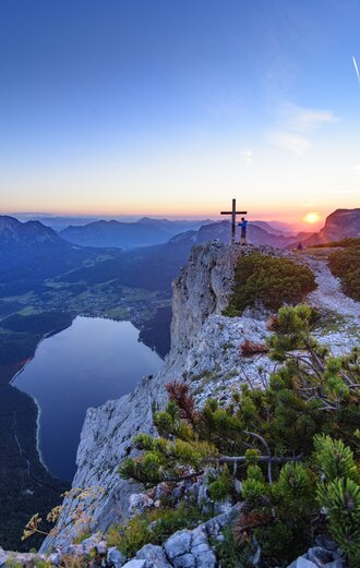 Top of the Trisselwand with view to Altausseersee lake