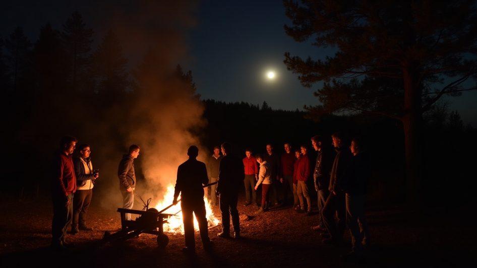 Lagerfeuer mit Vollmond am Himmel | © KI krea