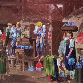 Gemälde, Arbeit in der Glashütte | © Daniel Wabitsch