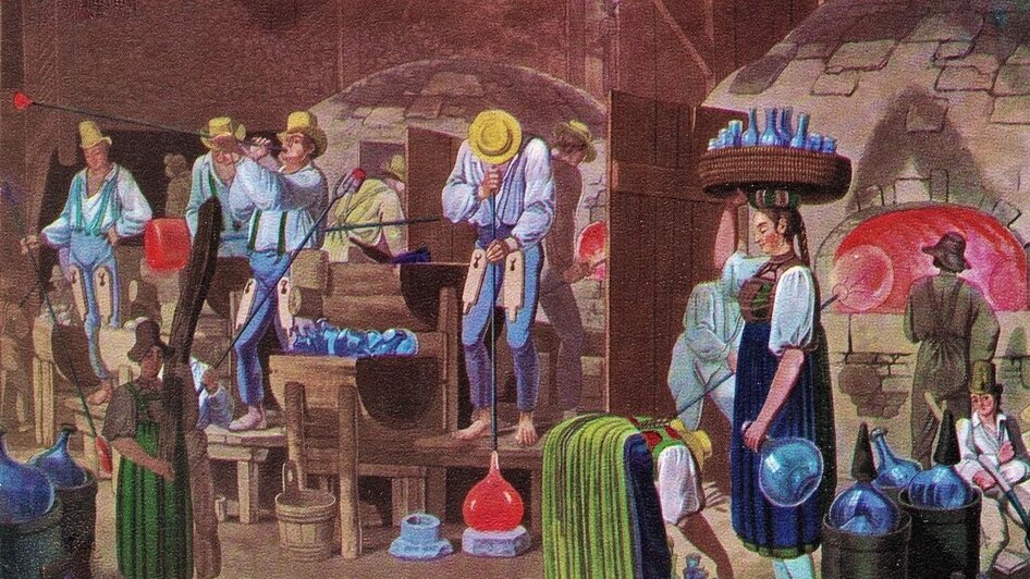 Gemälde, Arbeit in der Glashütte | © Daniel Wabitsch