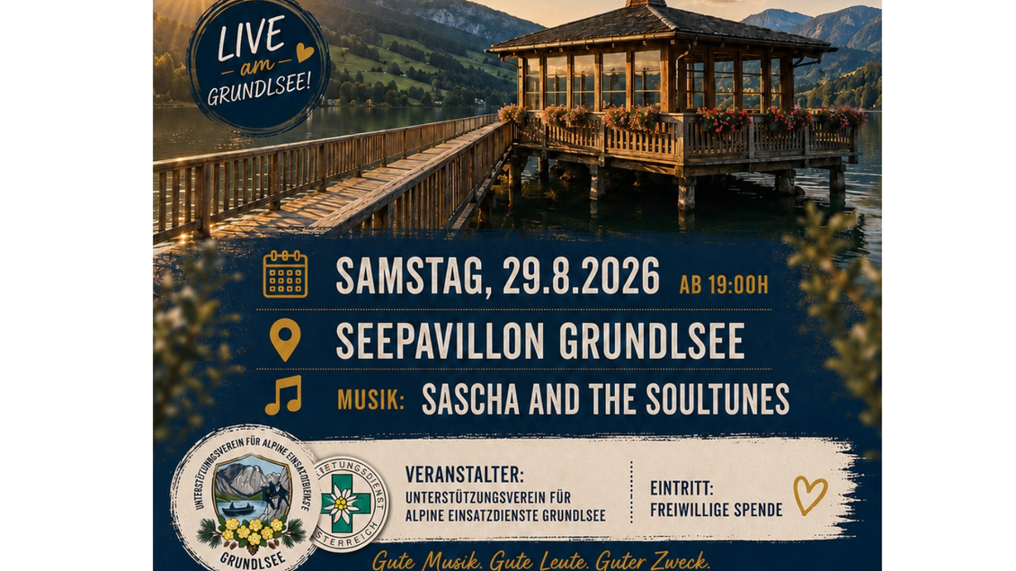 Ein schöner See mit einem Pavillon im Sonnenlicht. Die Veranstaltung "Live am Grundlsee" findet am 29. August 2026 statt. | © Christian Wiesinger