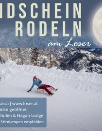 Loser, Altaussee, moonlight tobogganing | © Loser Bergbahnen | Loser Bergbahnen | © Loser Bergbahnen