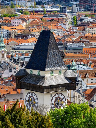 Aussicht vom Schlossberg | © Graz Tourismus - Harry Schiffe | HARRY SCHIFFER PHOTODESIGN | © Graz Tourismus - Harry Schiffe